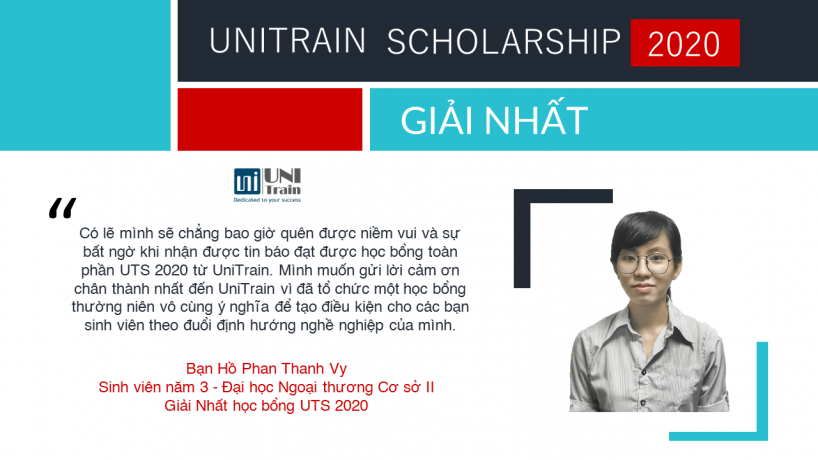 Cảm nhận Giải nhất học bổng UniTrain Scholarship 2020