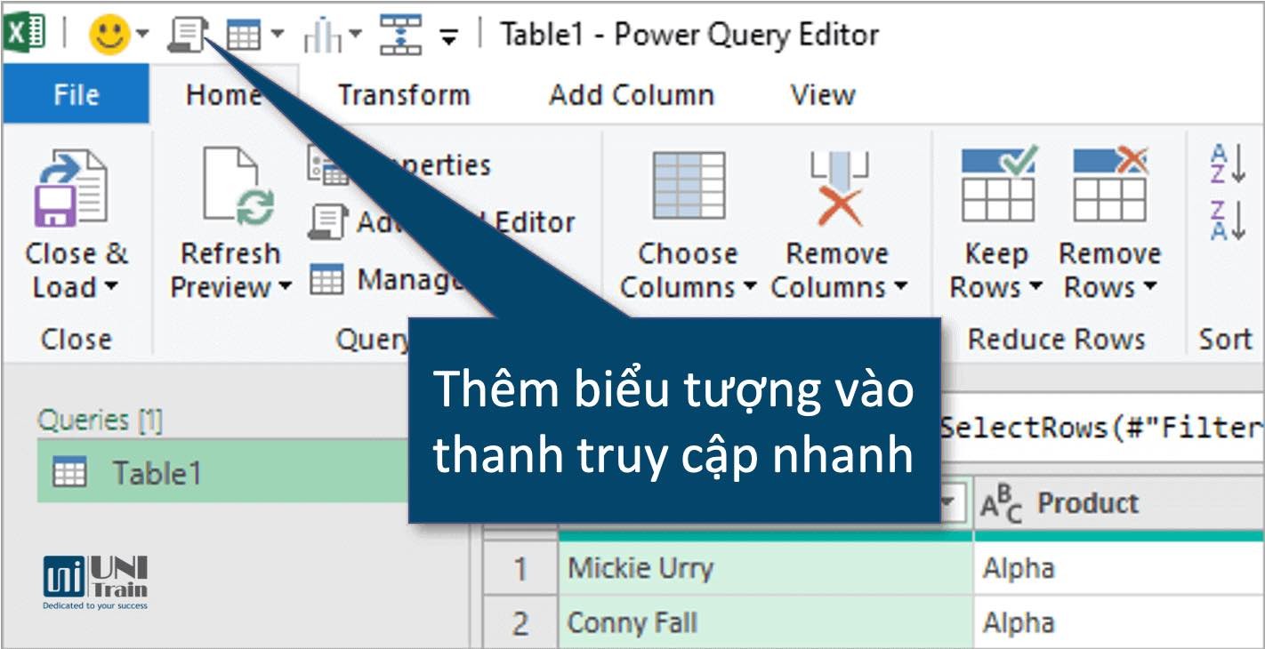 thêm biểu tượng truy cập nhanh thanh công cụ trong excel