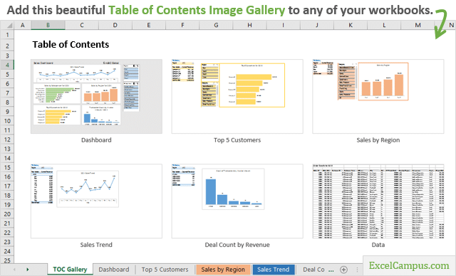 The Table Of Contents Image Gallery For Excel
