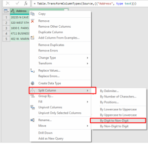 Chia tách một cột văn bản trong Power Query