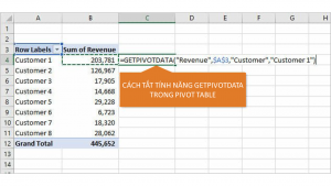 Cách tắt tính năng GETPIVOTDATA trong Pivot Tables