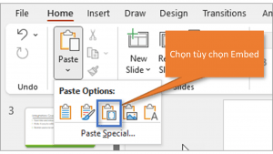 Cách chèn sổ làm việc Excel vào PowerPoint