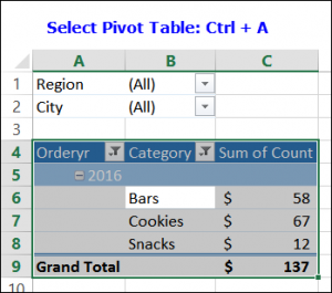 Tổng hợp những phím tắt Excel Pivot Table tiện dụng