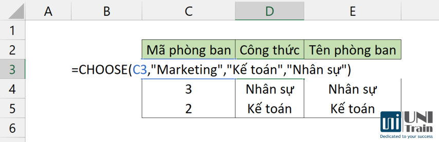 CHOOSE in Excel